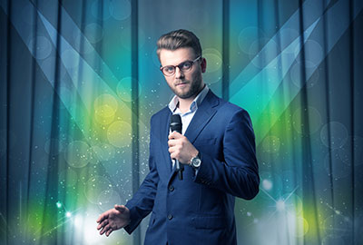 man holding microphone