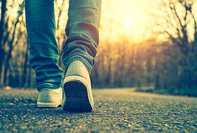 walking on road